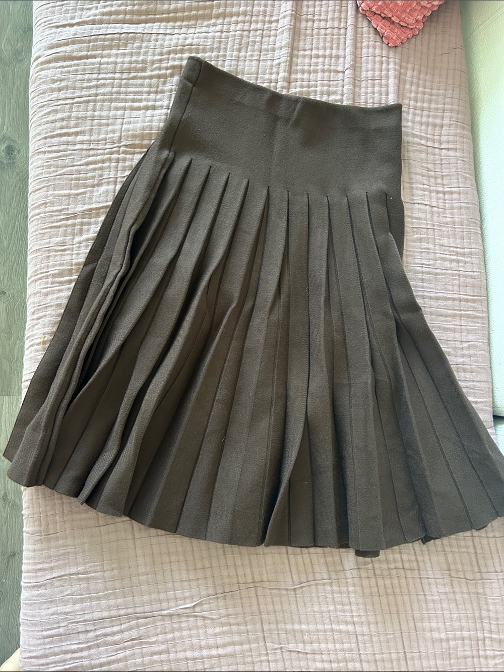 Pleated A-Line Women's Skirt in brown